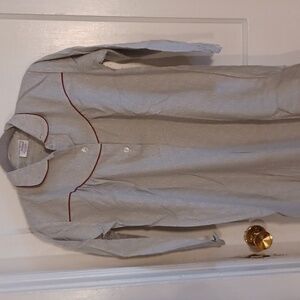 Flannel Long Sleeve Nightgown Size Small 100 Percent Cotton Gray